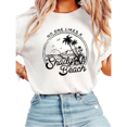 thumbnail image 1 of Women No One Likes A Shady Beach Funny Summer Graphic Tees T-Shirt Tops Round Neck Printed Cotton T-Shirt White S-5XL, 1 of 5