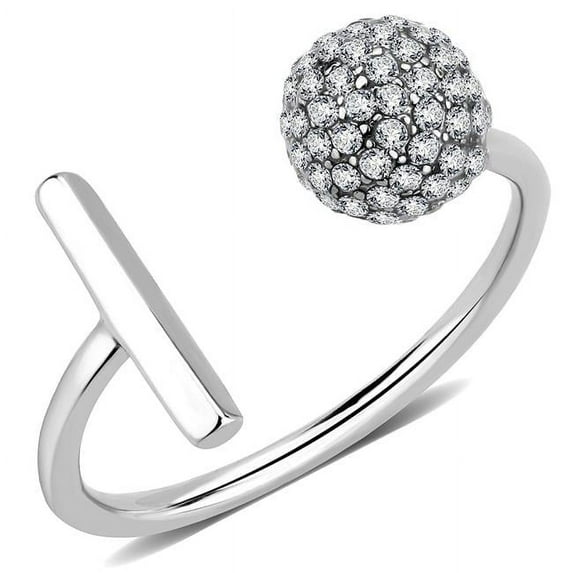 Women No Plating Stainless Steel Ring with AAA Grade CZ in Clear - Size 9