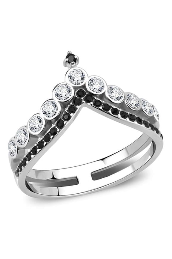 Women No Plating Stainless Steel Ring with Top Grade Crystal in Clear - Size 7