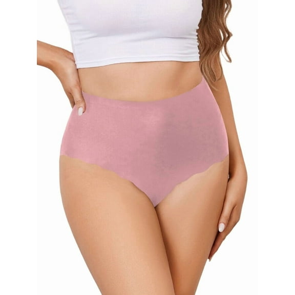 Women No Show High Waisted Panties Tagless Wave Edge Full Coverage Ladies Briefs Beansha S