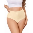 thumbnail image 1 of Women No Show High Waisted Panties Tagless Wave Edge Full Coverage Ladies Briefs Color XS, 1 of 8