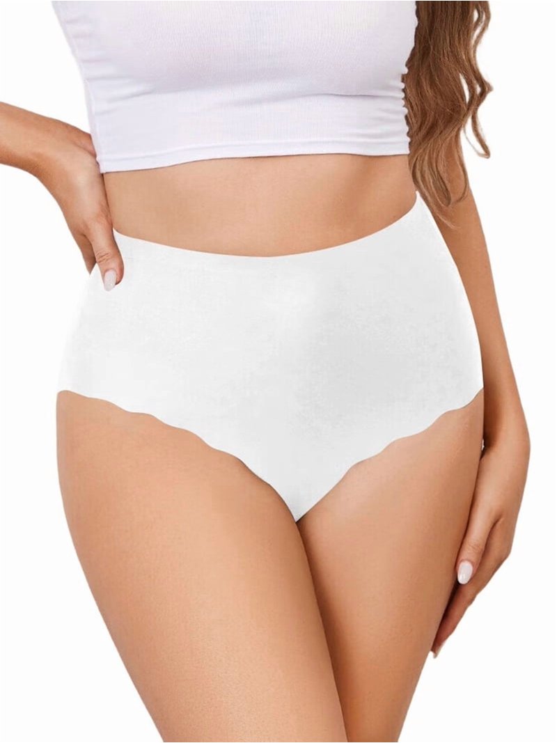 best high-waisted briefs for dresses no visible panty lines Women Show High Waisted Panties Tagless Wave Edge Full Coverage Ladies White S glamorous outfits