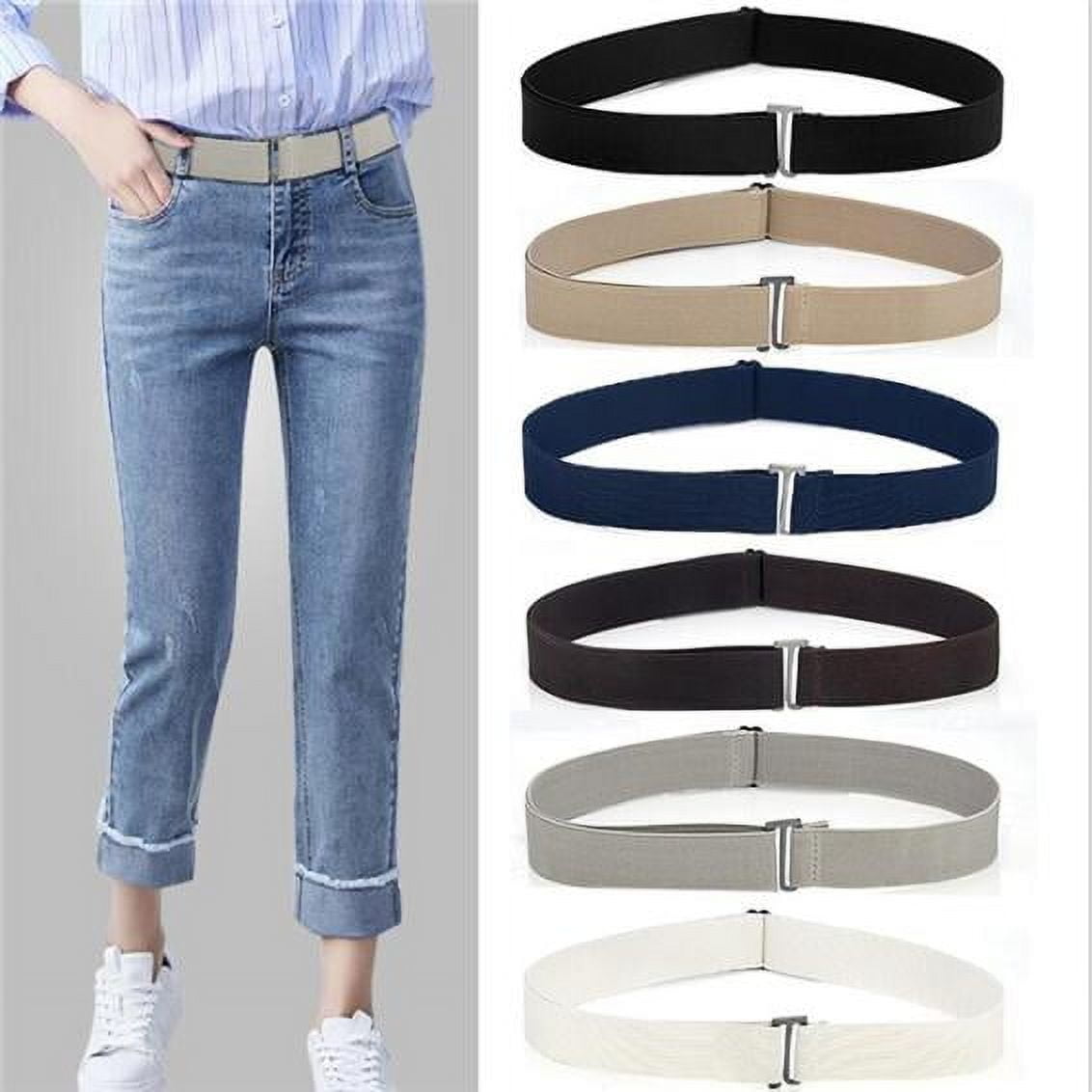 1211 No Show Elastic Belts For Women With Invisible Flat Buckle Stretch Web Amazon.com: Bremorou 2PCS No Show Women main image 4