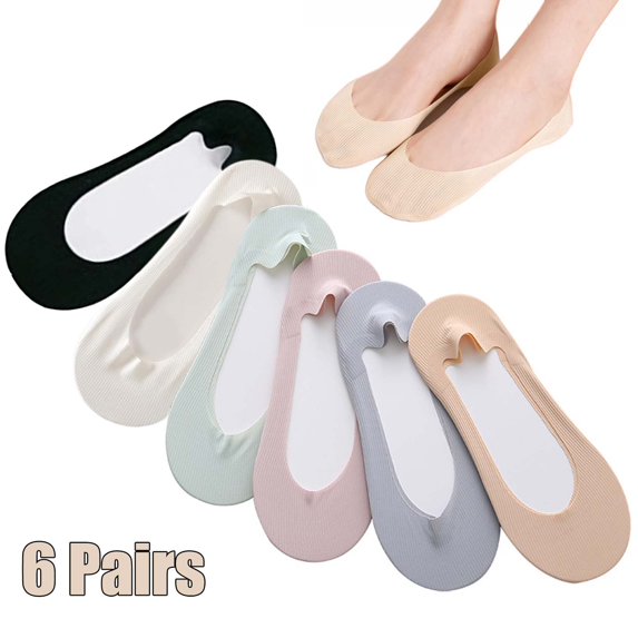 Invisible Socks for Women, Liner Socks Low Cut Non Slip Socks, Hidden Invisible Socks(6 Pairs, Size 5-8)