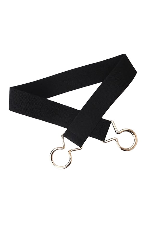Women No Show Stretch Belt Adjustable Elastic Web Belt with Flat Buckle for Jeans Pants Casual Belts Black One Size