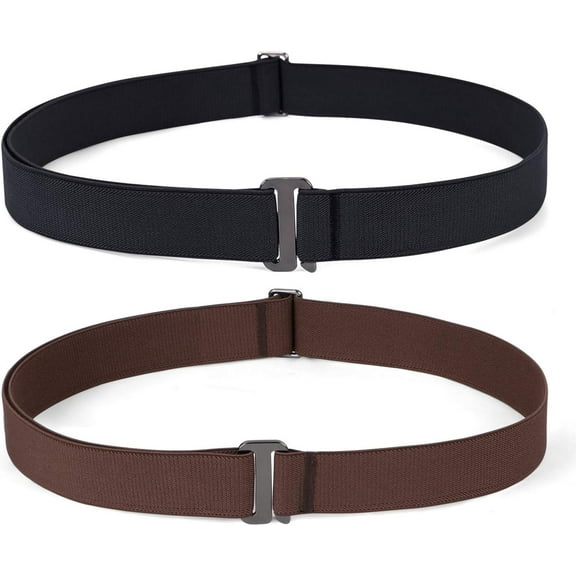 Women No Show Stretch Belt Invisible Elastic Web Strap Belt with Flat Buckle for Jeans Pants Dresses