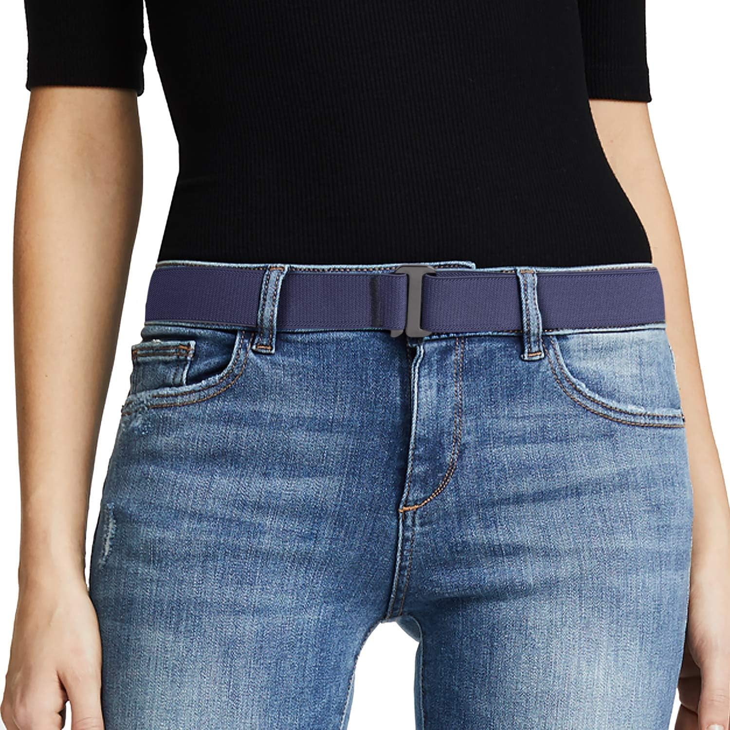 No Show Stretch Belt Elastic Web Strap with Flat Buckle for Jeans Pants Dresses 4 Piece Women Elastic Stretch Belt Invisible No Show Waist  main image 4