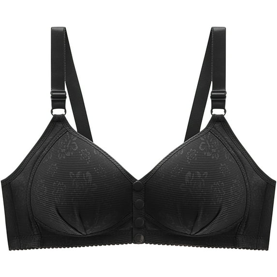 Women No Underwire Bras Front Closure Bras for Older Women Full Coverage Comfortable Soft Everyday Bra Wireless Comfortable Sleep Bra (80, Black)