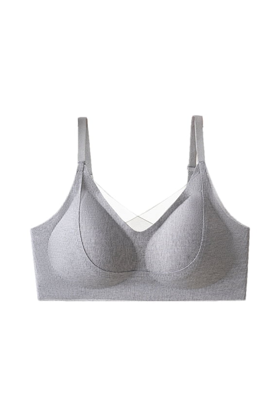 Women No Underwire Bras Padded Wireless Ribbed Seamless Lingerie Comfortable Lift V-Neck Bralettes