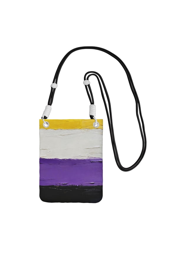 Women Non-Binary Pride Flag Small Cell Phone Crossbody Bag Adjustable And Detachable Shoulder Strap