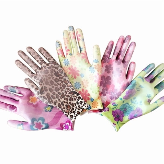 Women Non-Slip Housework Cleaning Gloves Breathable Gardening Gloves Ladies Flower Printed Nylon Pu Household Gardening Gloves ,Easy to Wear