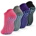 thumbnail image 1 of Women Non Slip Socks, 4 Pairs Yoga Pilates Anti Skid Socks Woman Hospital Gripper Socks Size 5-10, 1 of 5