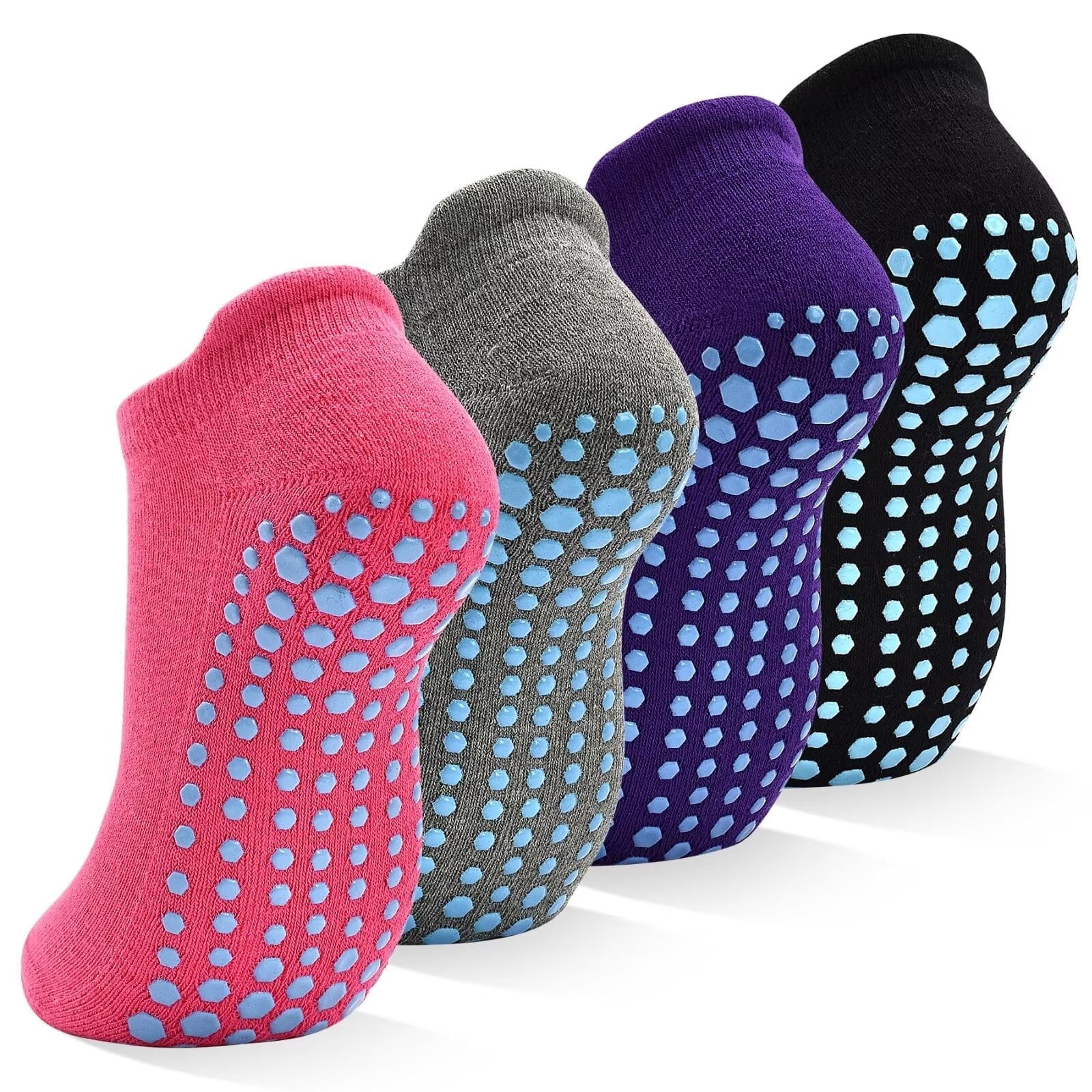 Tphon Women Non Slip Socks, 4 Pairs Yoga Pilates Anti Skid Socks Woman Hospital Gripper Socks Size 5-12