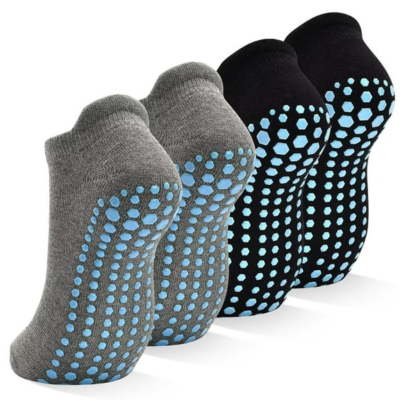 Women Non Slip Socks, 4 Pairs Yoga Pilates Anti Skid Socks Woman Hospital Gripper Socks Size 5-10