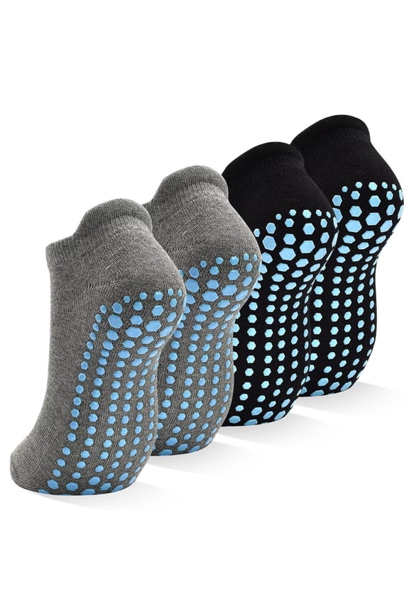 Women Non Slip Socks, 4 Pairs Yoga Pilates Anti Skid Socks Woman Hospital Gripper Socks Size 5-10