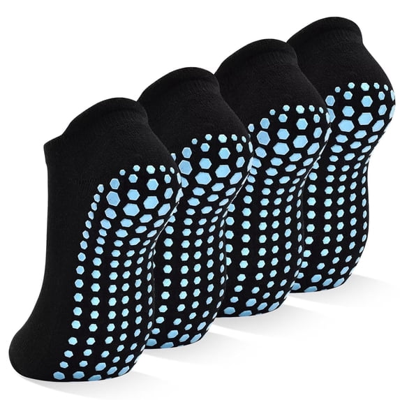 Tphon Women Non Slip Socks, 4 Pairs Yoga Pilates Anti Skid Socks Woman Hospital Gripper Socks Size 5-12