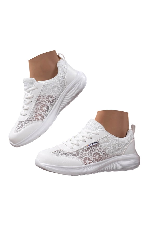 Women' Non Slip Work Shoes Restaurant Kitchen Elatic Laces Sneakers Lightweight CushioningBreathable Knit Shoes White Size 8.5