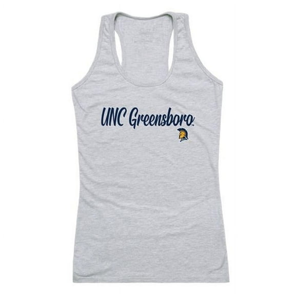 Women North Carolina Greensboro Spartans Script Tank T-Shirt, Heather Grey - Medium