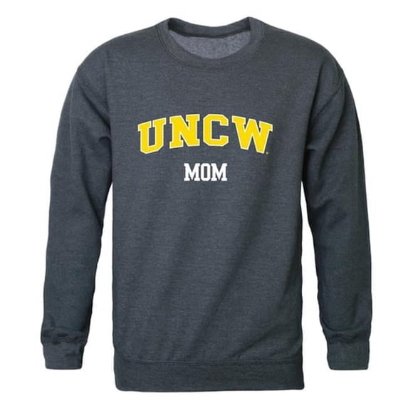 Women North Carolina Wilmington Seahawks Mom Crewneck Fleece, Heather Charcoal - Small