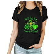 NARHBRG Women Not Lucky Simply Blessed Irish Shamrock T-Shirt Funny Saint Patricks Day St Patty Tee Funny Saying Spring Tops