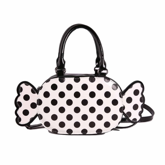 Women Novelty Candy Shaped Polka Dot Handbag, Glossy Faux Leather Mini Crossbody Purse With Dual Carrying Straps, Cute Unique Shoulder Bag For Party Daily Street Outfit Multiple Sweet Colors