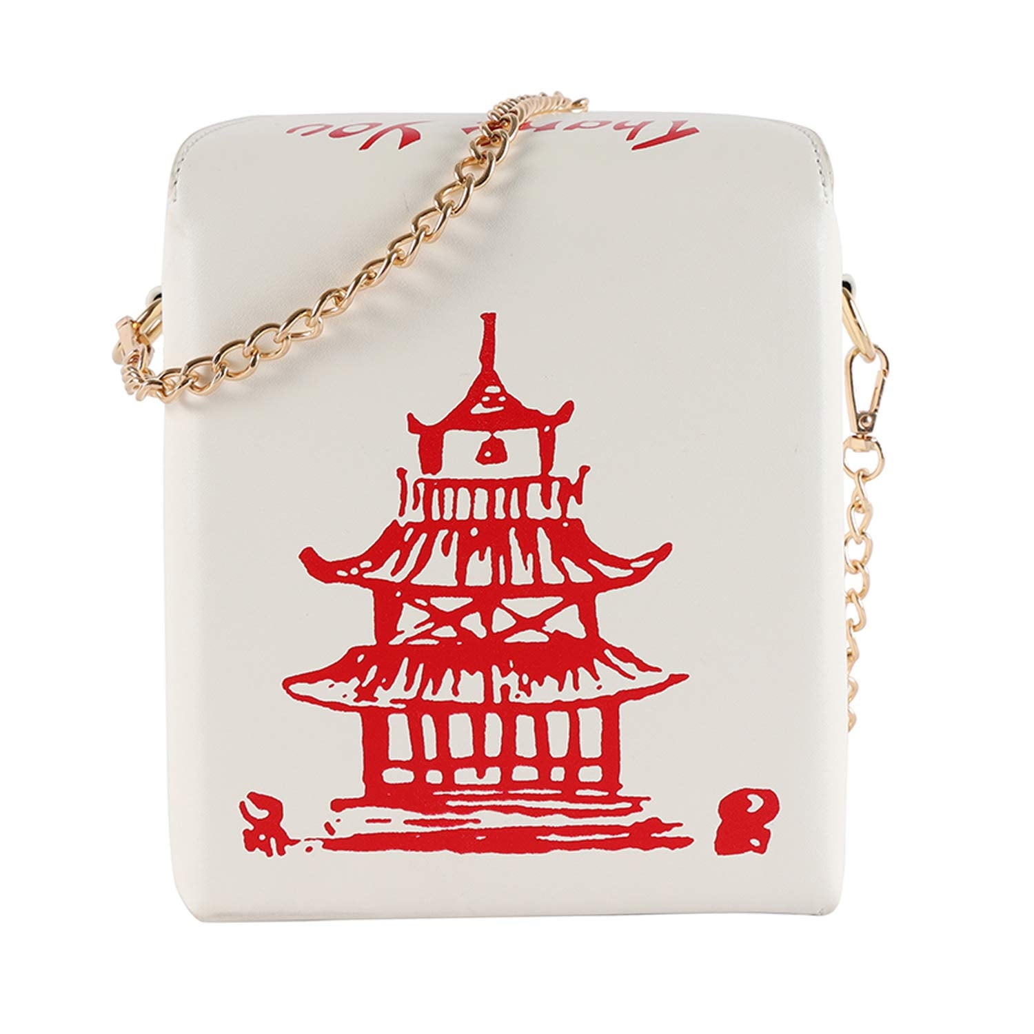 Women Novelty Chinese Takeout Purse Tower Print Crossody Shoulder Bag Box Totes with Comfortable Chain Strap