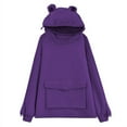 thumbnail image 1 of Women Novelty Frog Hoodie Cute Long Sleeve Solid Color Hooded Sweatshirt with Flap Pocket, 1 of 7