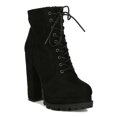 thumbnail image 1 of Women Nubuck Almond Toe Lace Up Platform Chunky Heel Ankle Boot 19051, 1 of 6