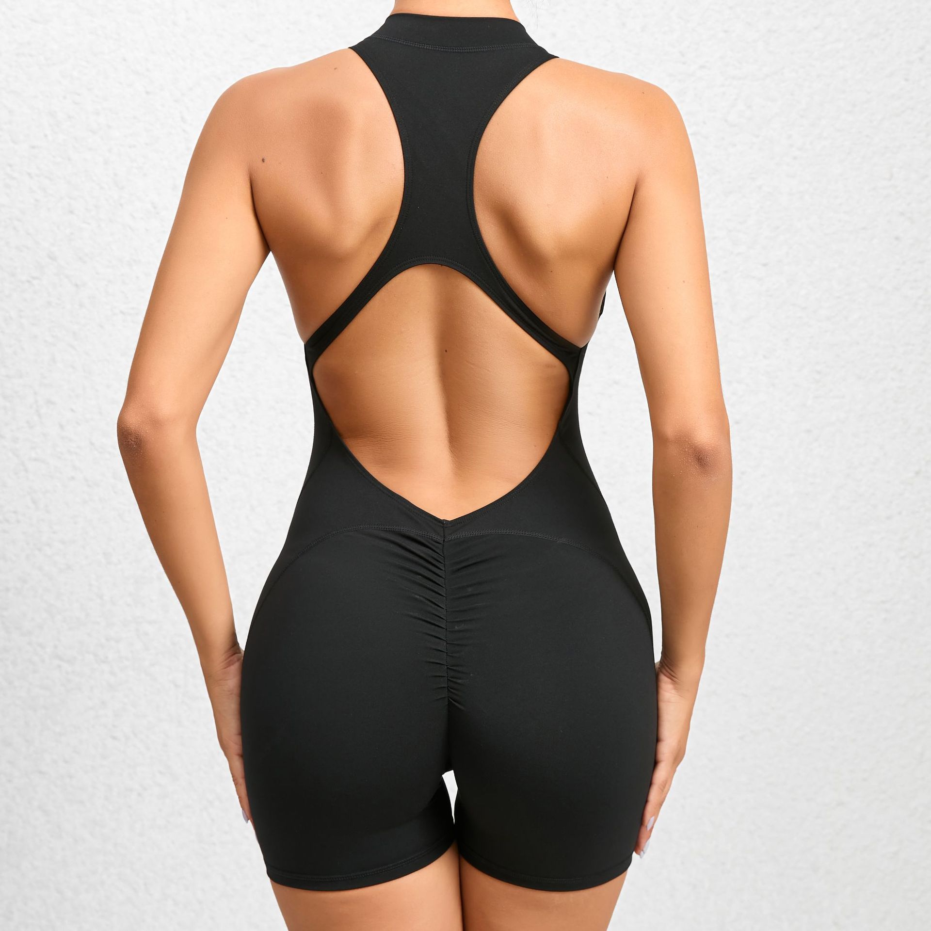Women Nude Feeling Backless Workout Catsuit Bodysuit Women's One Piece