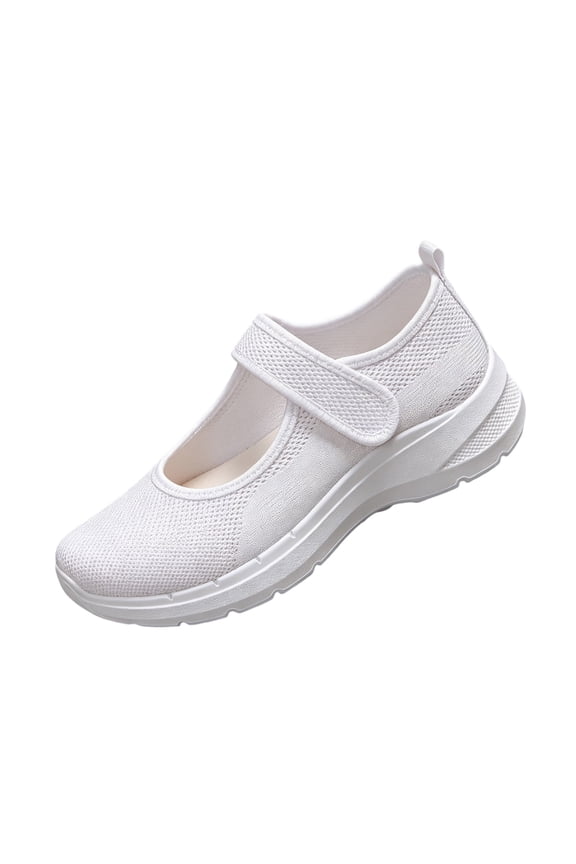 Women Nurse Platform Air Cushion Walking Sneakers Breathable Mesh Orthopedic Diabetic Wedge Slip Ons Mary Jane Toning Rocker Work Shoes,36
