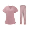thumbnail image 1 of Women Nurse Uniform,Medical Nurse Scrubs,Breathable Tops And Pants Beauty Salon Ladies Scrubs Set,Clothing , Pink, XL, 1 of 9