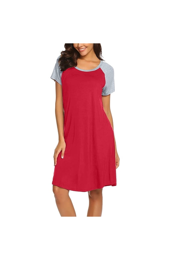 Women Nursing Nightgown Labor Maternity Nightgown Short Sleeve Breastfeeding Sleep Dress M