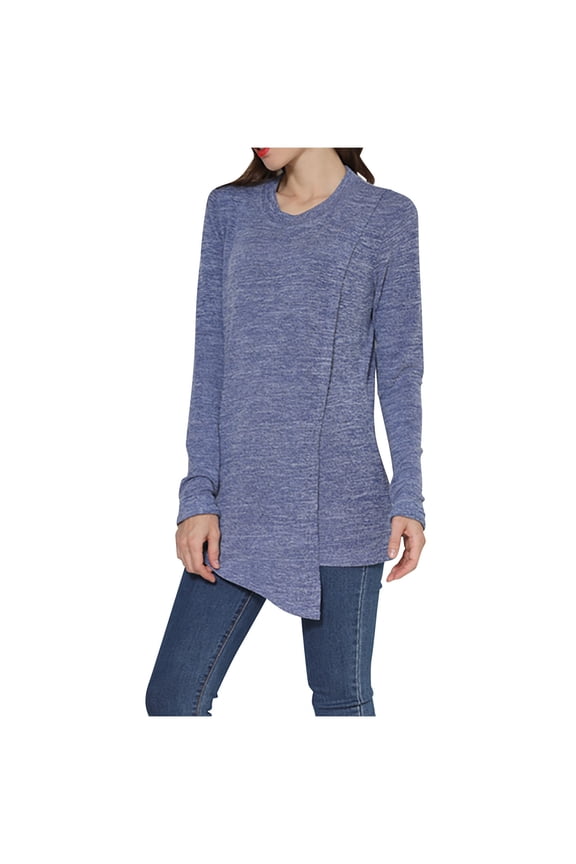 Women Nursing Shirts Long Sleeve Breastfeeding Tops Round Neck Postpartum Clothes Double Layer Maternity Tee