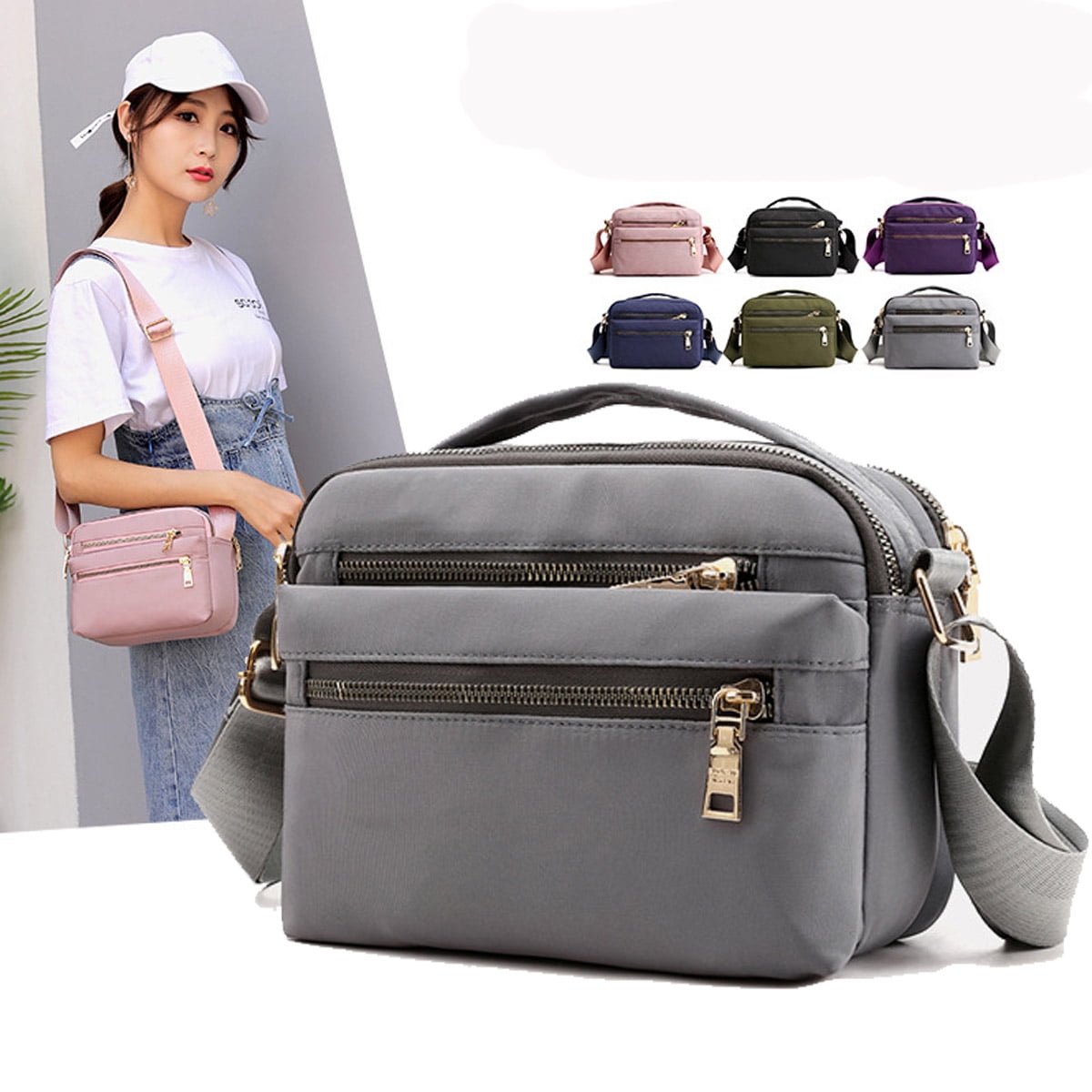 Nylon crossbody bag with wide strap hotsell