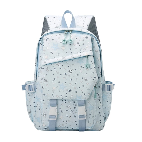 Women Nylon Star Print Backpack Large Capacity Students Bookbags Multiple Pockets Travel Daypack Bag for Teens Girls College Commute
