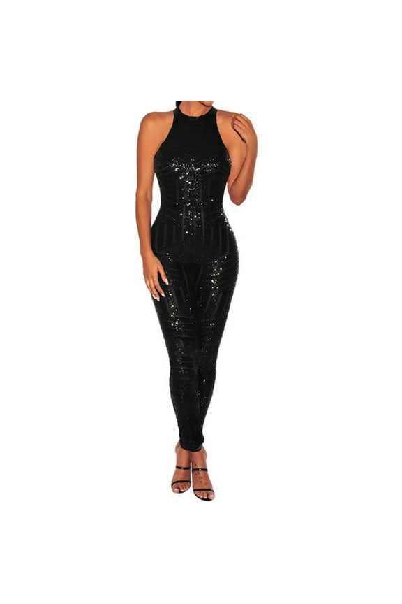 Women O-Neck Sequin Off Shoulder Sleeveless Rompers Jumpsuit Playsuit Jumpsuit plus Size Women Sleeve Overall Gasket Rompers for Women Junior Jumpsuits And Rompers Ladies Romper Jumpsuit Jumpsuit for