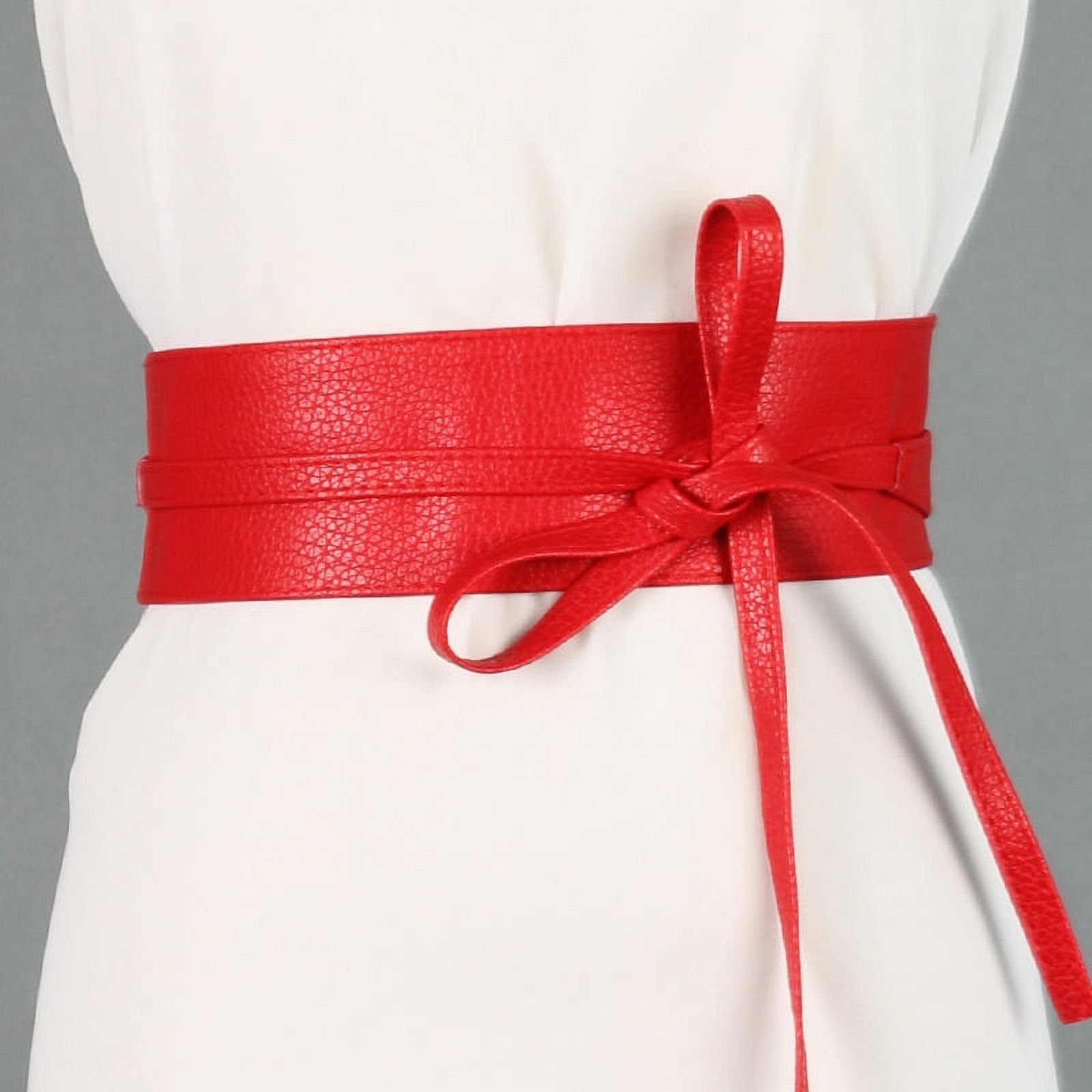 Women Obi Waist Belt Faux Leather Wide Wrap Around Bowknot 