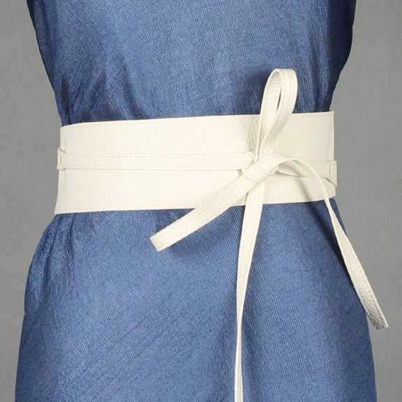 Women Obi Waist Belt Faux Leather Wide Wrap Around Bowknot Belt Ladies Waistband Belts for Dress