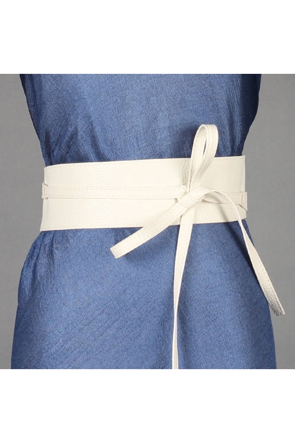 Women Obi Waist Belt Faux Leather Wide Wrap Around Bowknot Belt Ladies Waistband Belts for Dress