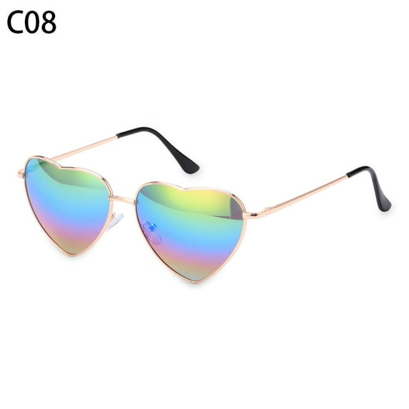Women Ocean Lenses Outdoor Goggles Vintage Heart Shaped Sunglasses Gradient Sun Glasses Metal Frame C08