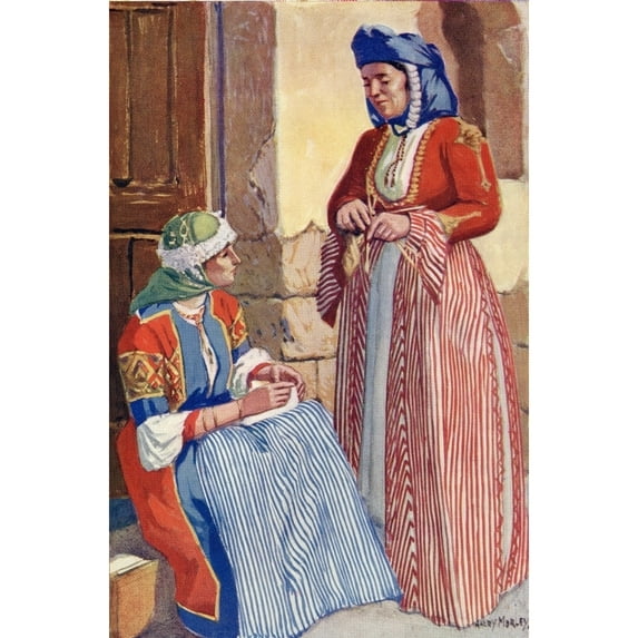 Women Of Nazareth Palestine In Gala Dress Circa 1910. From A Book Of Modern
