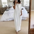 thumbnail image 1 of Women Off-Shoulder Batwing Sleeve Maxi Dress Solid Color Loose Lounge Nightdress Casual Comfy Sleepwear White XL, 1 of 5