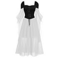 thumbnail image 1 of Women Off Shoulder Gothic Dress Lace Up Bodice Layered Ruffle Sleeves Medieval Style Costume for Halloween Party, 1 of 4