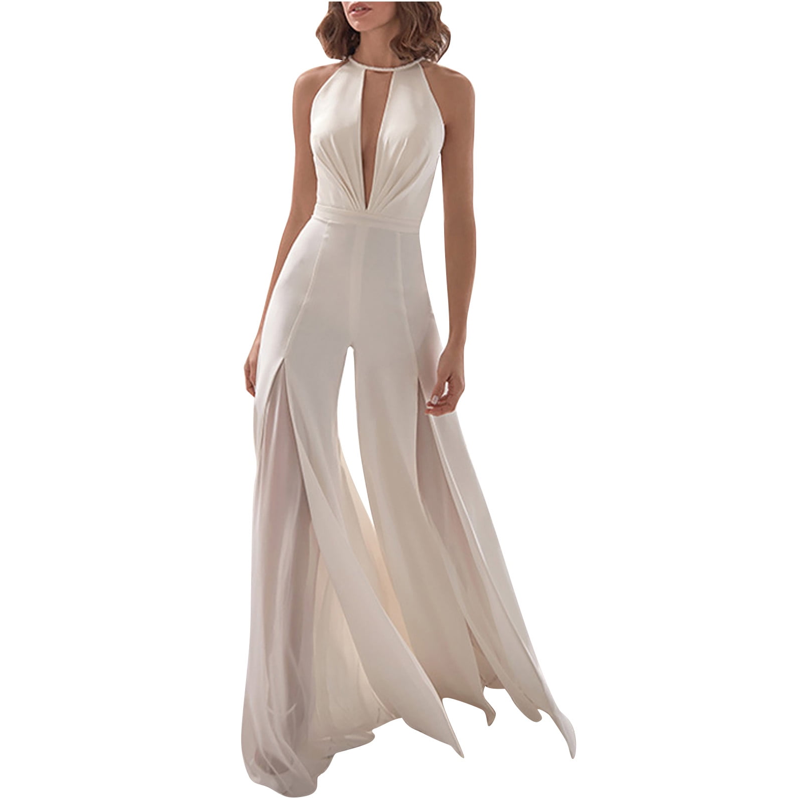 bodycon jumpsuit dresses Lumalex Women's Beige Summer 70s Sexy Holiday Party Bohemian Sheer Sequined Bodycon Jumpsuit Dress,Richly Layered Wedding Banquet Coming Of Age Ceremony Gown