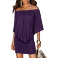 thumbnail image 1 of Women Off Shoulder Ruffles Bodycon Mini Dress, 1 of 2