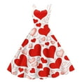 thumbnail image 1 of Women Off-Shoulder Sleeveless Dress Valentine's Day Heart Print Party Dresses Swing A Line Elegant Evening Prom Party Dress Vermilion L, 1 of 4