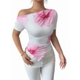thumbnail image 1 of Women Off Shoulder Tops Shirts Y2K Going Out Crop Tank Top Cream White L, 1 of 9
