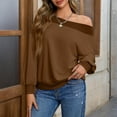 thumbnail image 1 of Women Off the Shoulder Oversized Sweatshirt 2025 Y2k Fall Outfits Fashion Clothing Trendy Top Brown 2XL, 1 of 5