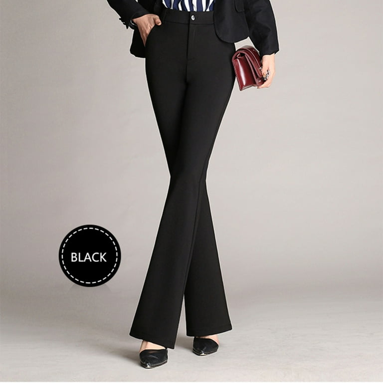 Women Office Trousers Formal Tailored Straight & Skinny Pants with