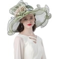 thumbnail image 1 of Women Oganza Sun Hat Church Wide Brim Wedding Formal Fascinator Hat, 1 of 6
